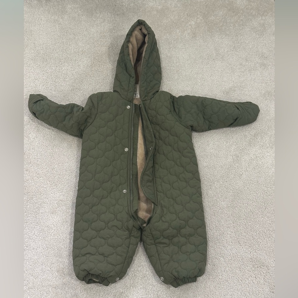 First Impressions Quilted Green Snowsuit